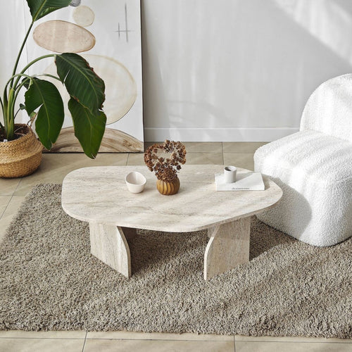 Calicosy - ROCK Salontafel met brede poten - Steen - 60x100x35 cm