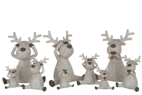 J-Line figuur Hert Zien/Horen/Zwijgen Zittend - polyresin - bruin - large - 3 stuks