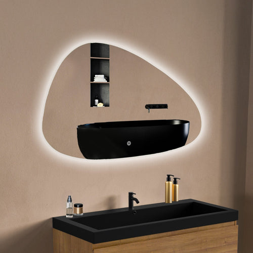 LOMAZOO badkamerspiegel Valencia - met LED verlichting & spiegelverwarming - asymmetrisch - 100 x 62.5 cm