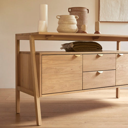 Tikamoon Massief eiken buffet 140 cm - Naturel