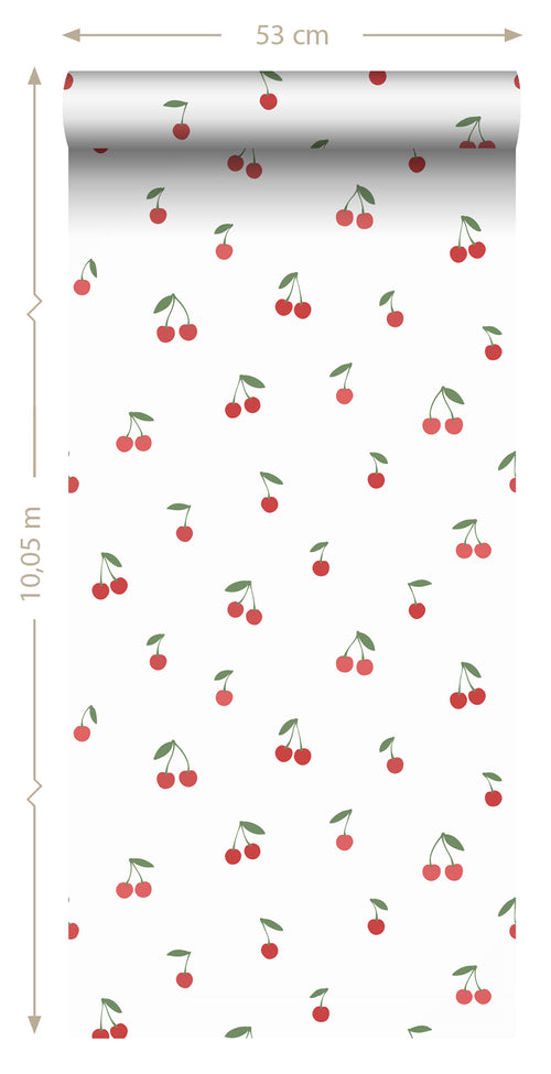 ESTAhome behang kersen wit en rood - 50 x 900 cm - 131652 - vtwonen shop