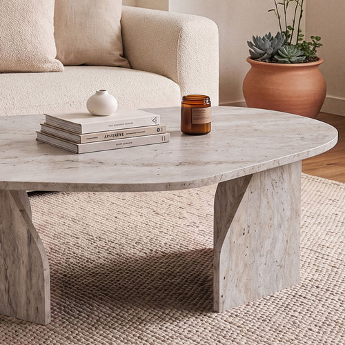 Calicosy - ROCK Salontafel met brede poten - Steen - 60x100x35 cm