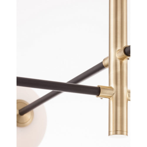 Merano Cranbrook 4-lichts multi-arm hanglamp satijn goud, zwart metaal wit opaal glas LED G9 220 Volt