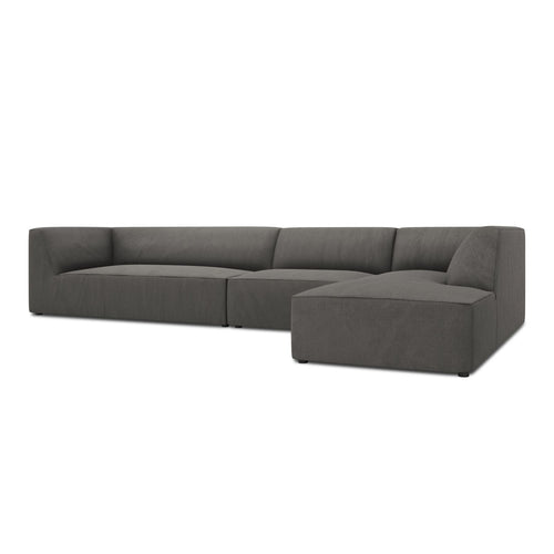 Cosmopolitan Design - Modulaire hoekbank rechts Siena 5-zits, ribfluwelen donkergrijs - 180x366x69cm