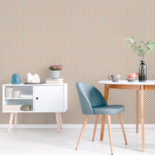 Sanders & Sanders behang ruiten beige, terracotta en blauw - 53 cm x 10 m - 640353 - vtwonen shop