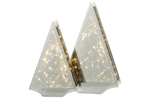 J-Line decoratie kerstboom Driehoek - glas - goud - large - LED lichtjes - kerstversiering - vtwonen shop