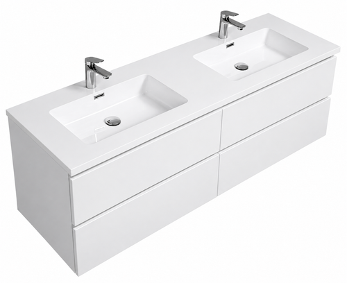 Badplaats Badkamermeubel Set Angela 160 cm – Hoogglans Wit – Badmeubel met Wastafel