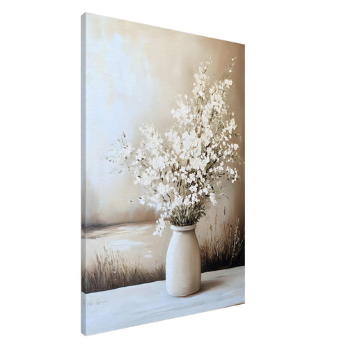 Artfulprints Canvas Timeless white bouquet canvas - 40x60 cm - beige
