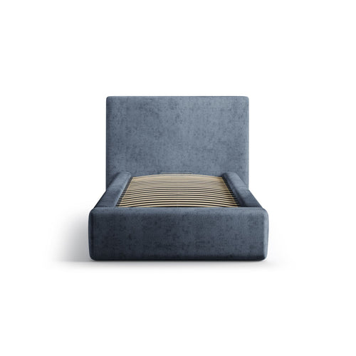 Cosmopolitan Design - Opbergbed met hoofdeinde Asti 90x200cm chenille donkerblauw - 220x130x95cm