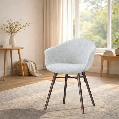 Nolon Nena-Otis Eetkamerstoel Grijs Melange - Walnoot Houten Onderstel