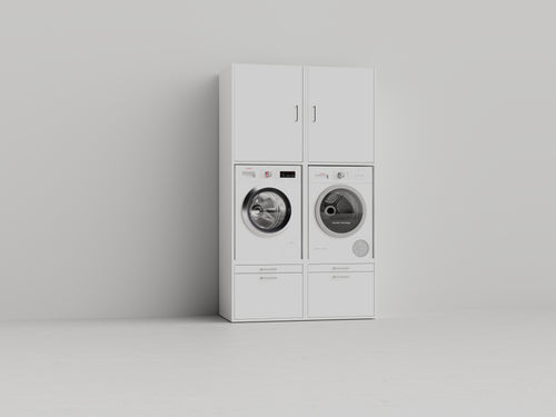 Wastoren® wasmachinekast - Twin Collection 4.3 - wit - 134 x 233 x 65 cm
