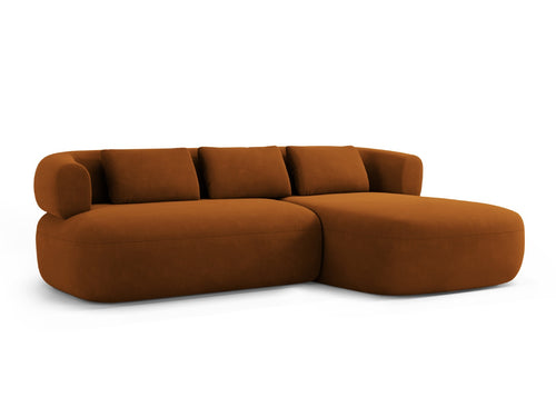 Micadoni rechter hoekbank Jenny 5-zits, flueel roze - 145x225x73cm