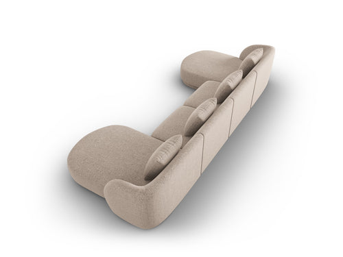 Cosmopolitan Design Panoramische bank Tulum 5-zits, chenille, beige - 156x330x70cm