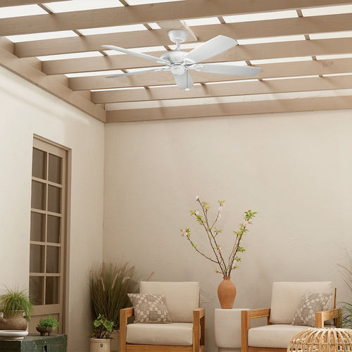 107 cm Deckenventilator mit Zugkette und 5 Flügeln, Mattweiß