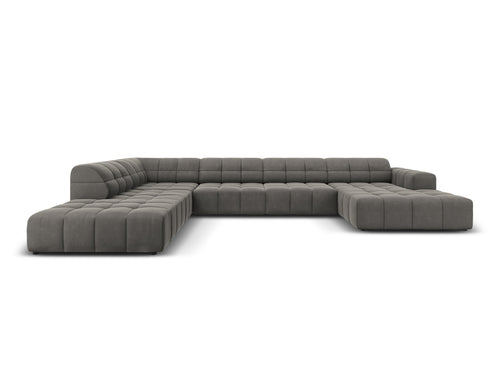 Cosmopolitan Design Panoramische hoekbank links Chicago 7-zits, flueel lichtgrijs - 263x375x78cm