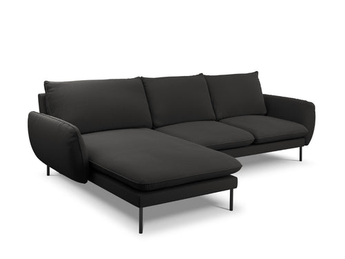 Cosmopolitan Design linker hoekbank Vienna 5-zits, boucle, zwart - 170x255x95cm