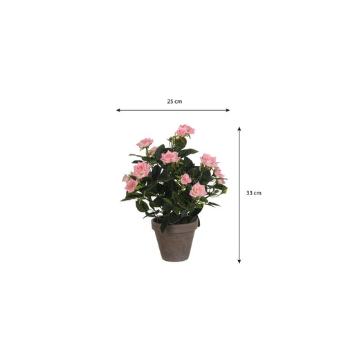 Mica Decorations Rozenstruik Kunstplant in Bloempot Stan - H33 x Ø25 cm - Roze