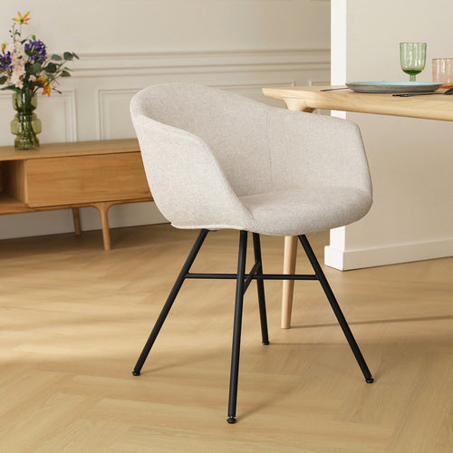 Nolon Noa-Otis Eetkamerstoel Beige - met Armleuning - Zwart