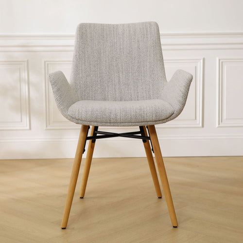 Nolon Nena-Eef Eetkamerstoel Beige Gemêleerd - met Armleuning - Stof - vtwonen shop