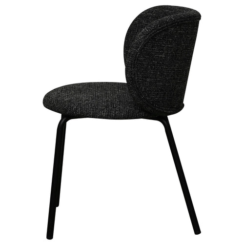 Furnhouse eetkamerstoel Nanna - Zwart - Stof (Bouclé) - Set van 4