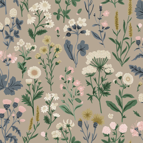 Sanders & Sanders behang veldbloemen taupe en meerkleurig - 50 x 900 cm - 935408