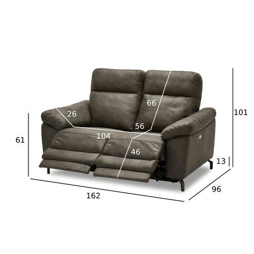 Furnhouse 2-zitsbank Selesta - Taupe - Stof - 96x162x101
