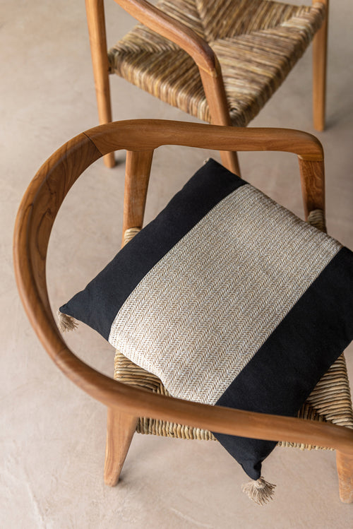 J-Line kussen Geweven Vierkant - polyester - zwart - vtwonen shop