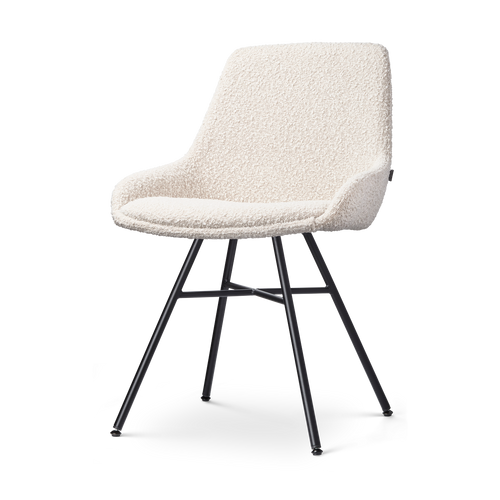 Nolon Noa-Isa Eetkamerstoel Bouclé Beige - Stof - Zwart Onderstel - vtwonen shop