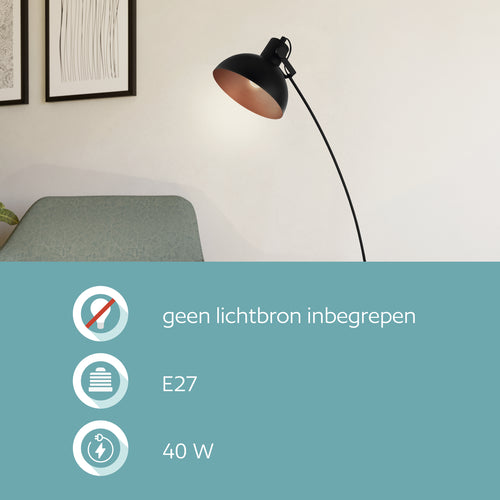 EGLO vloerlamp Jaafra - e27 - 158 cm - zwart/koper