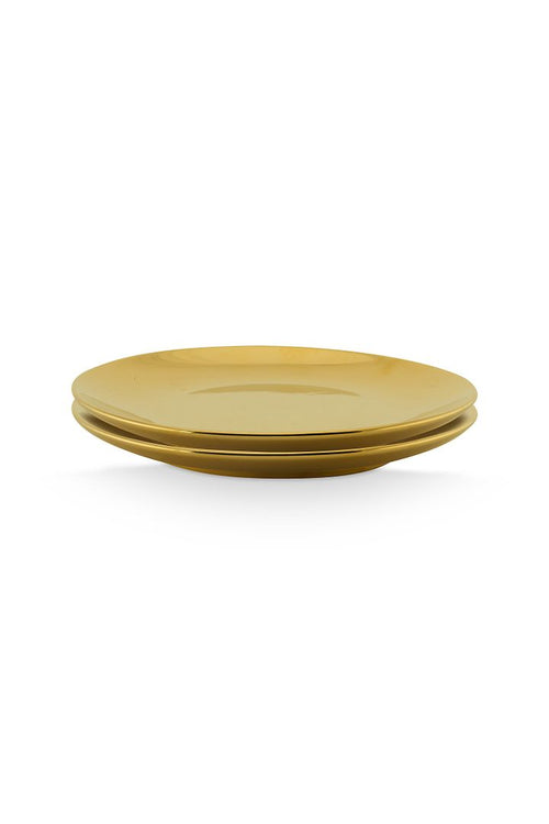 vtwonen Borden - Ontbijtborden - Serviesset van 2 - Bordenset Goud - 20cm - vtwonen shop