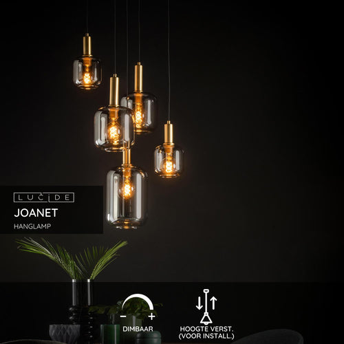 Lucide hanglamp JOANET - 5xE27 - Fumé - vtwonen shop