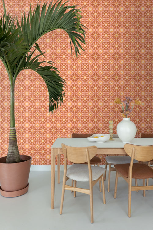 ESTAhome behang tegelmotief terracotta en roze - 50 x 900 cm - 132072