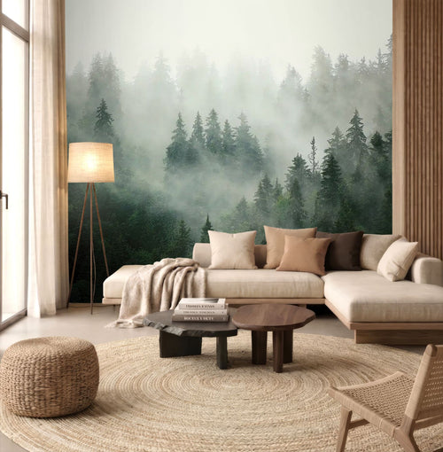 Sanders & Sanders fotobehang bosrijk landschap donkergroen - 375 x 270 cm - 601426