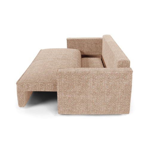 Premium Interiors - Slaapbank met opbergruimte  - stof met tweed-effect beige 254cm