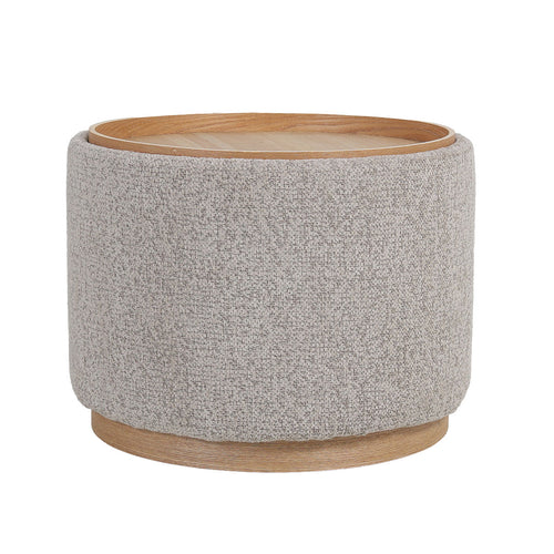 DÉJA Living Salontafel Marcia – Rond – Met Opbergruimte – Essen Fineer – 55x55x42 cm – Taupe/Naturel