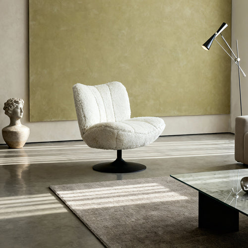 DÉJA Living Draaifauteuil Morten - Beige Fluffy/Zwart - 70x78x82cm - vtwonen shop