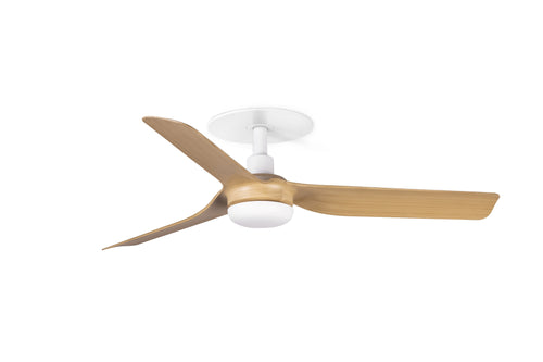 Faro Mini  Mini Punt inbouw plafondventilator 90 cm, mat wit, esdoornhouten bladen