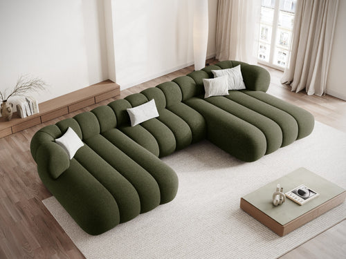 Cosmopolitan Design Panoramische bank Koge 6-zits, chenille groente - 165x348x70cm