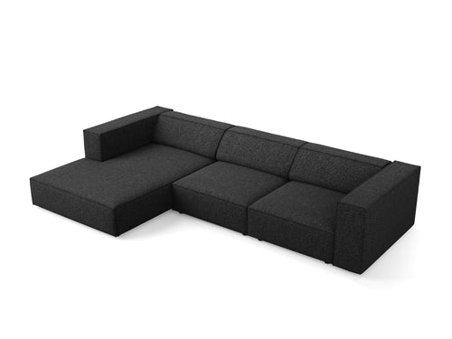 Cosmopolitan Design linker hoekbank Arendal 4-zits, chenille, zwart - 166x284x70cm
