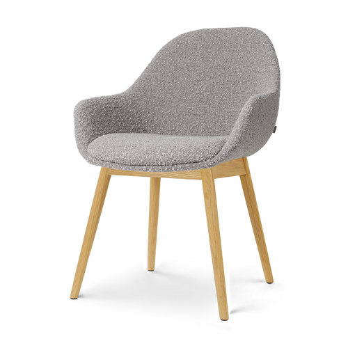 Nolon Nio-Mae eetkamerstoel bouclé taupe - houten onderstel