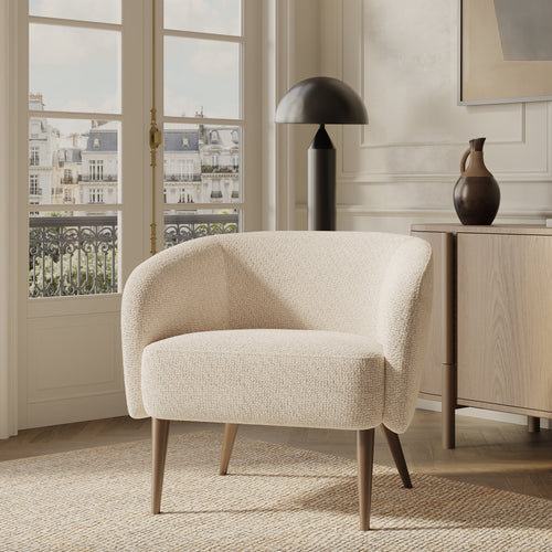 Premium Interiors - Fauteuil MILO - krullend fluweel crème 73.5cm