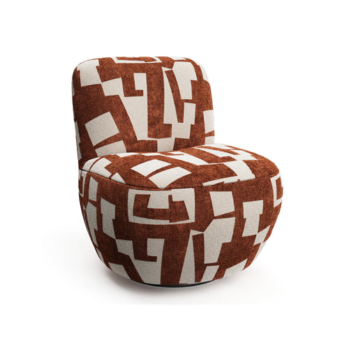 Sia Home - Fauteuil JENA - Stof met structuurpatroon - Terracotta - 65cm