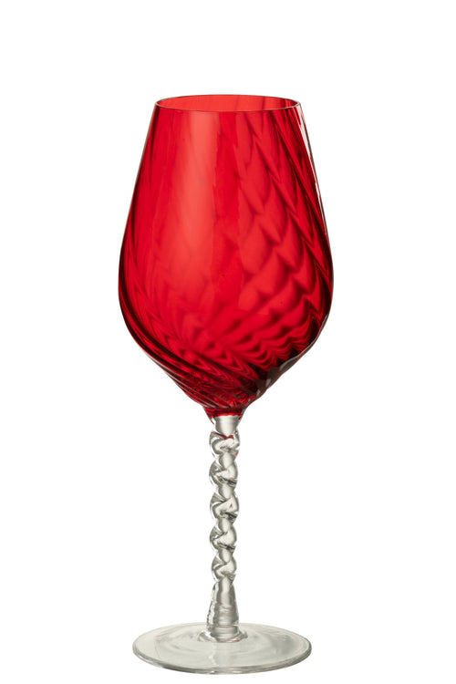 J-Line wijnglas Gestreept - glas - rood - vtwonen shop
