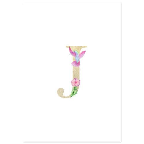 Artfulprints  Letter J kindernaam   poster A4 21x29.7 cm - vtwonen shop