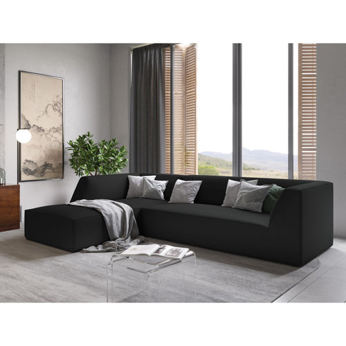 Cosmopolitan Design - Modulaire hoekbank links Siena 4-zits, structurele stof zwart - 180x273x69cm