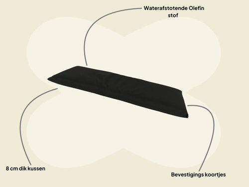 MaximaVida bankkussen Havana zwart 150 x 48 x 8 cm - waterafstotend