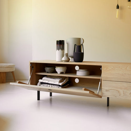 Tikamoon Massief eiken tv-meubel 200 cm - Naturel - vtwonen shop