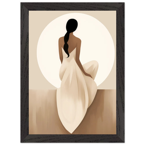 Artfulprints Poster met Lijst Japandi The serene lady   - A4 21x29.7 cm - Bruin
