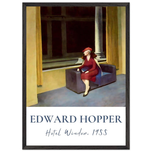 Artfulprints Poster met Lijst Edward Hopper - Hotel window   - 50x70 cm - Meerkleurig