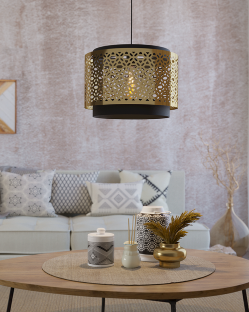 EGLO hanglamp Sandbach - e27 - ø 42 cm - zwart/goud - staal - vtwonen shop